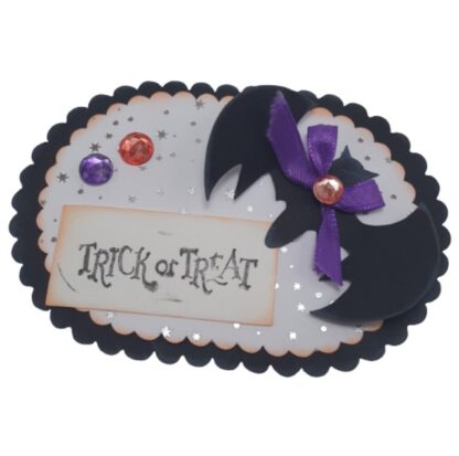 Halloween Bat Oval Scallop SVG