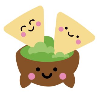Kawaii  - Guacamole Dip & Chips SVG