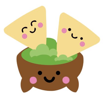 Kawaii  - Guacamole Dip & Chips SVG