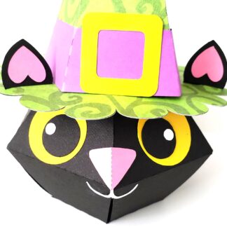 3D Kitty Witch Treat Box SVG