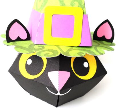 3D Kitty Witch Treat Box SVG
