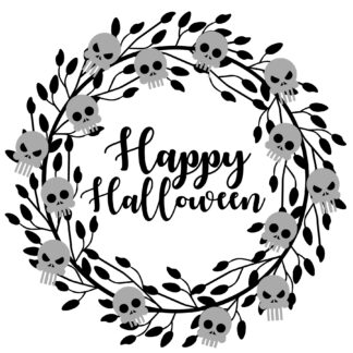Happy Halloween Skull Wreath SVG